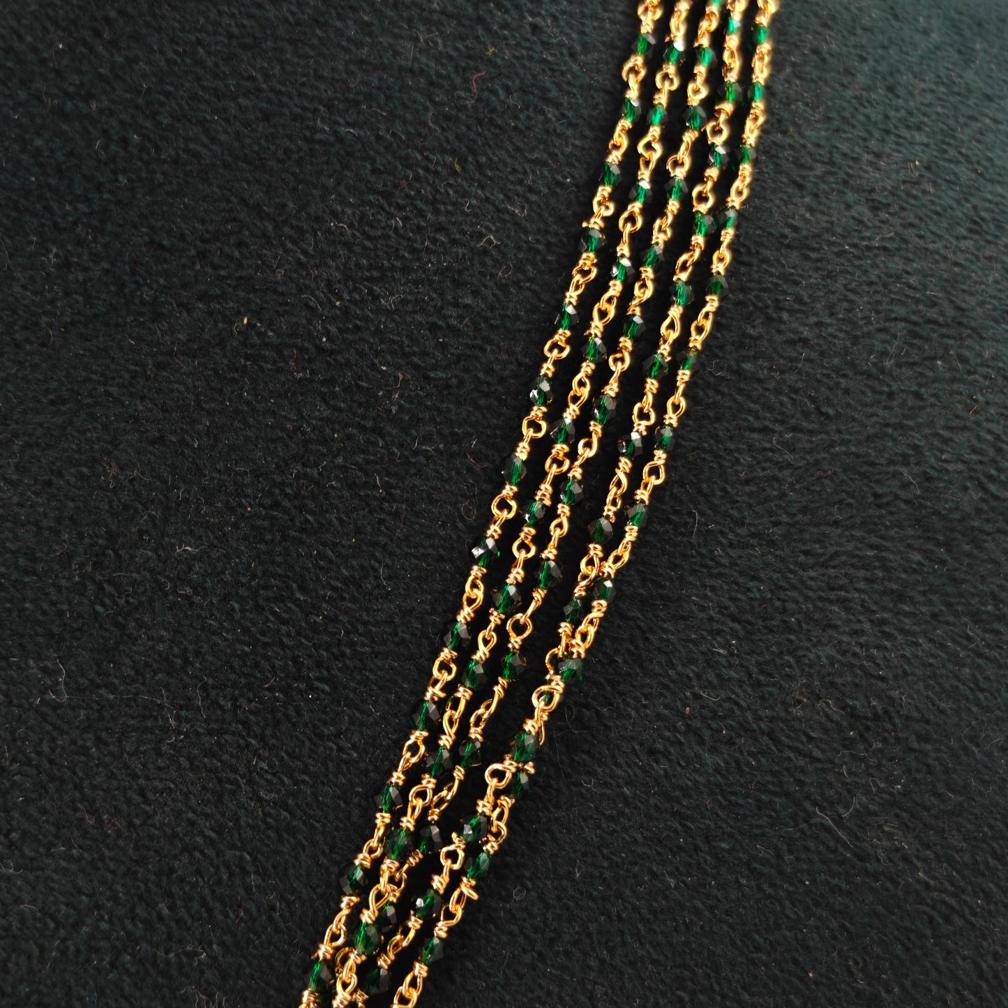 40424: 5 Lines Crystal Mala Green