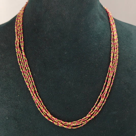 40423: 5 Lines Crystal Mala Red