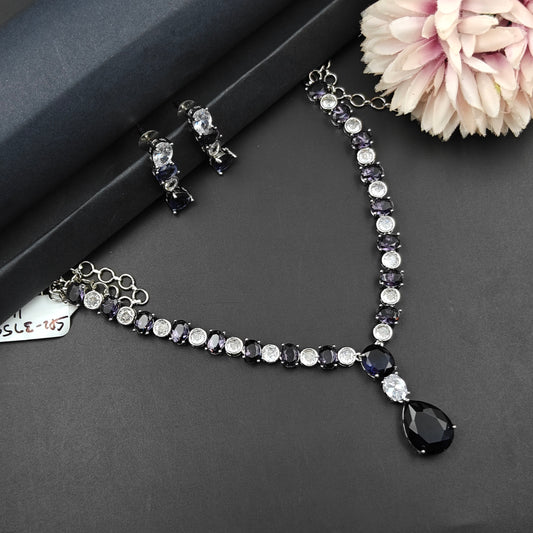 37592 Platinum Necklace Set purple