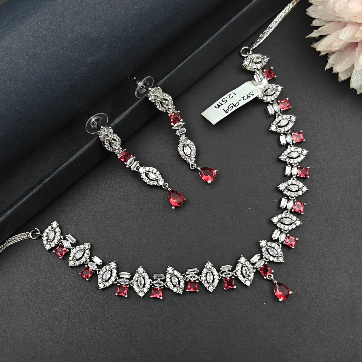 959 Platinum Red Necklace Set