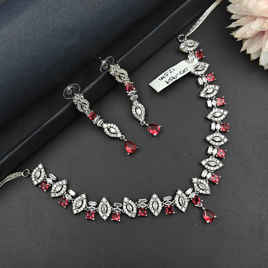 959 Platinum Red Necklace Set