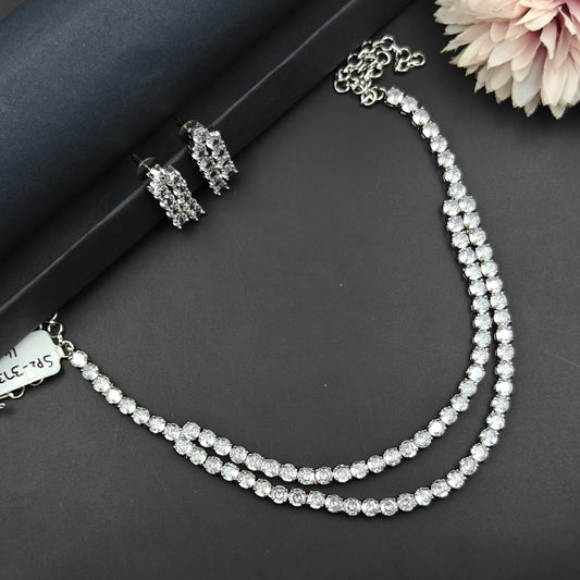 37335/37493 : 2 Lines Platinum Necklace White