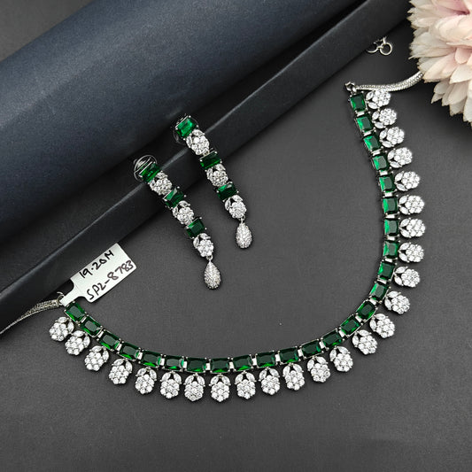 8783 / 8781 Platinum Green Necklace Set