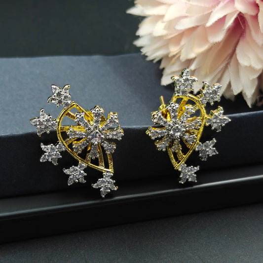 40471 GJ 2 In 1 Earrings Star Type Full White