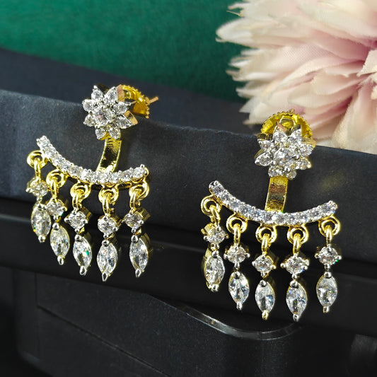 40472 GJ 2 In 1 Earrings Leaf Full White