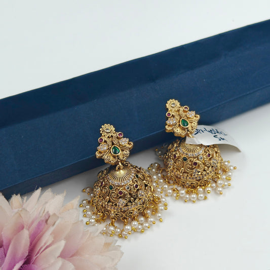 40442 Matte Double Peacock Jhumki