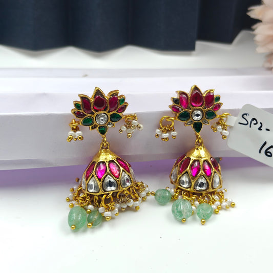 40516 Jadau Lotus Jhumki Small