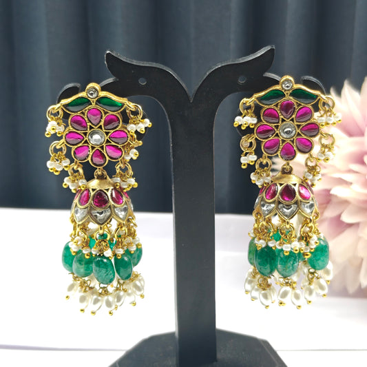 40497 Jadau Multi Flower Jhumki
