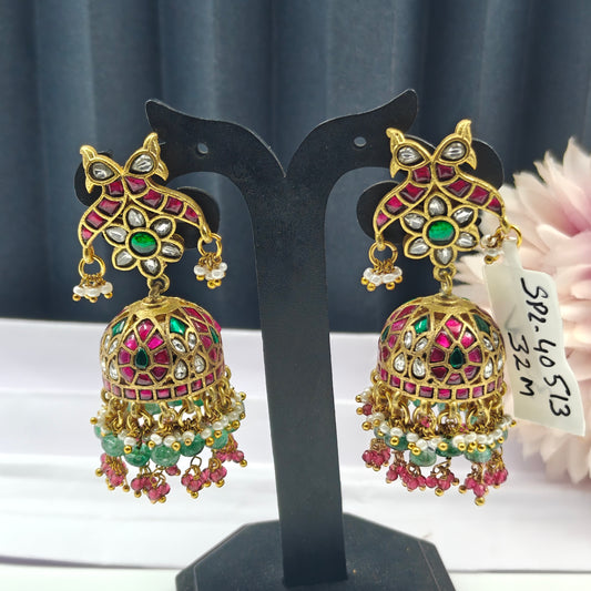 40513 Jadau Double Peacock Jhumki