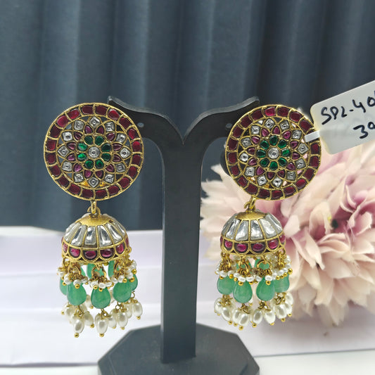 40479 Jadau Big Stud With Jhumki