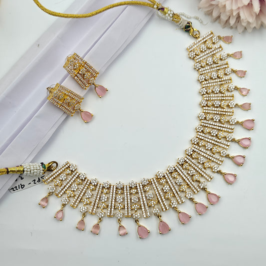 9116/9121 / 9122 cz baby pink short necklace