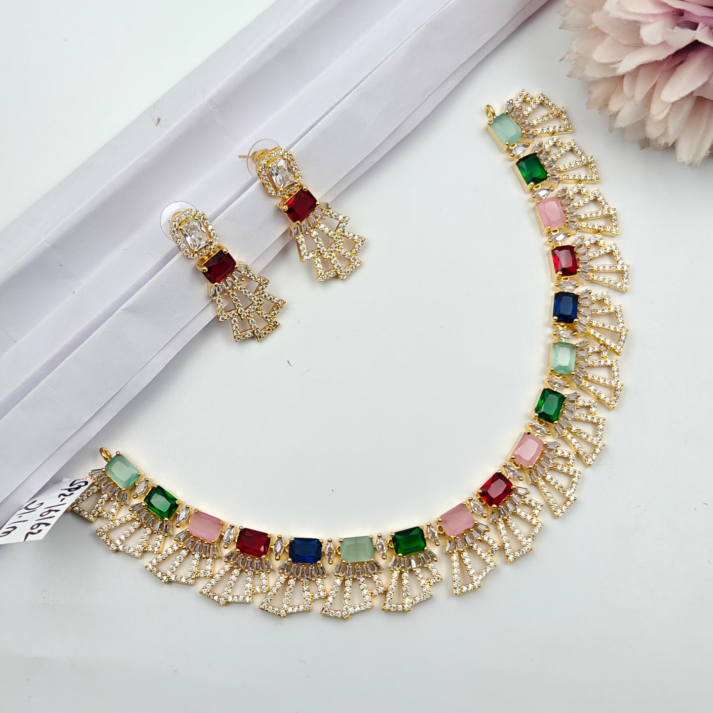 16162 GP 1 Line Necklace Set Multi