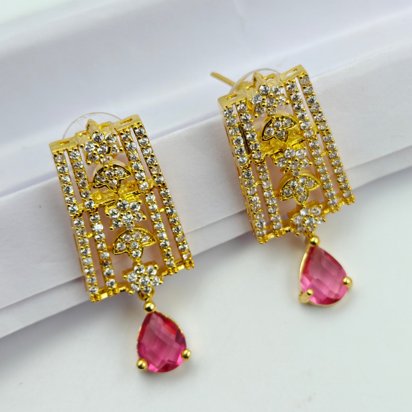 9120 CZ red multi short necklace