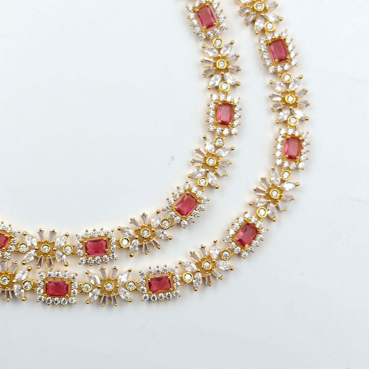 21949  GP 2 Layers Red Short Necklace