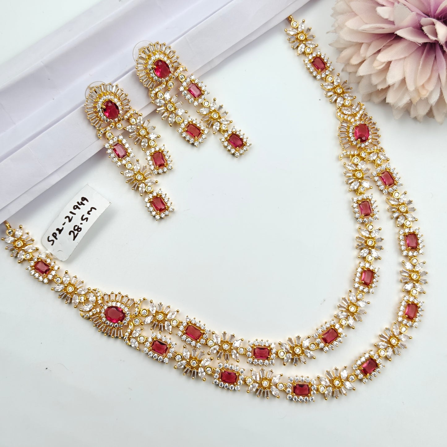21949  GP 2 Layers Red Short Necklace