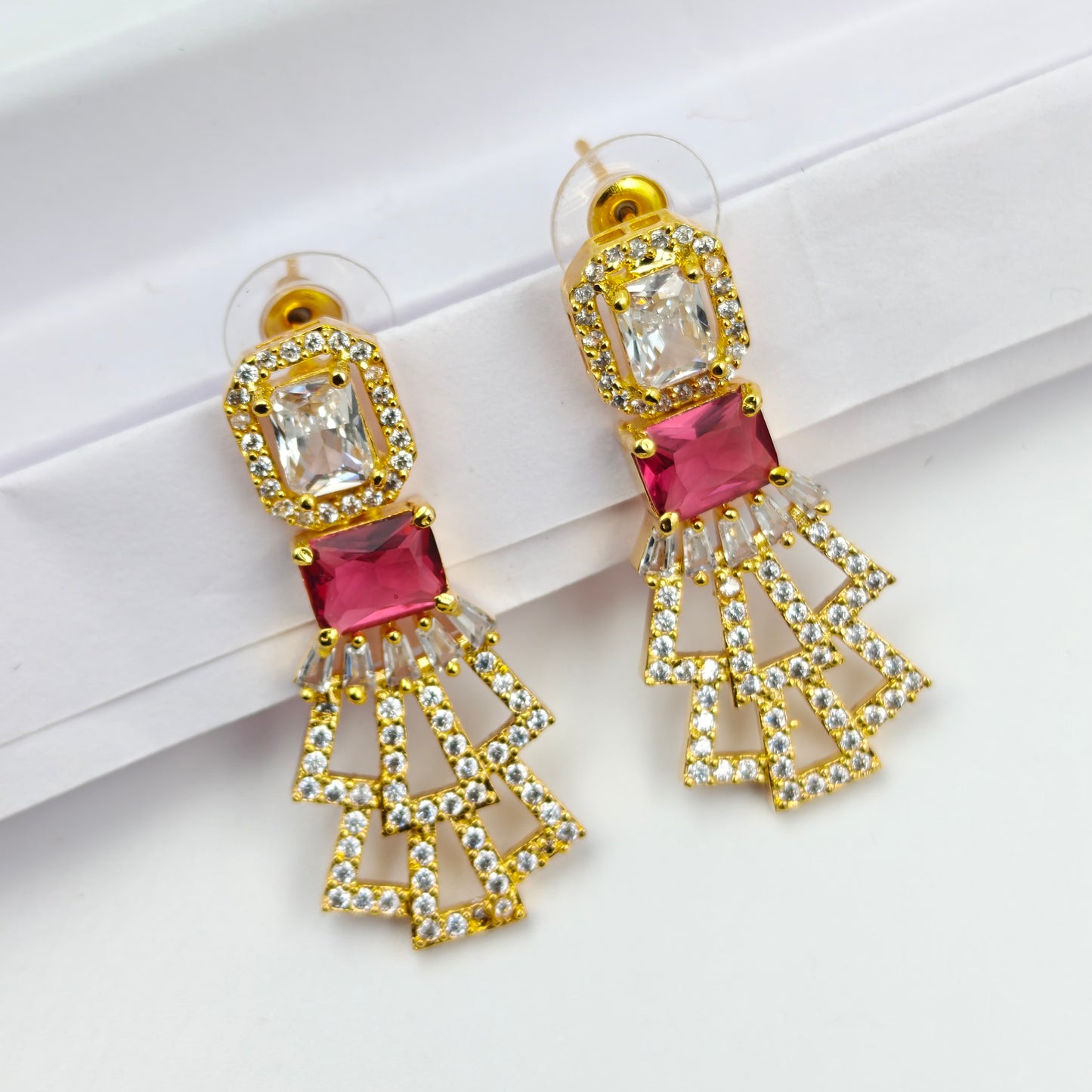 16161 GP 1 Line Necklace Set Red