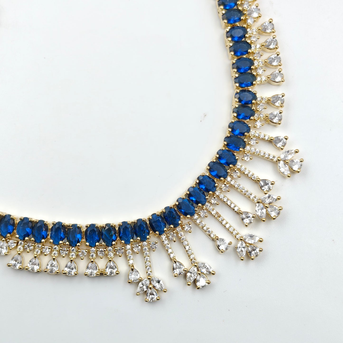 19392/19393 GP AD Blue Stone Short Necklace Set