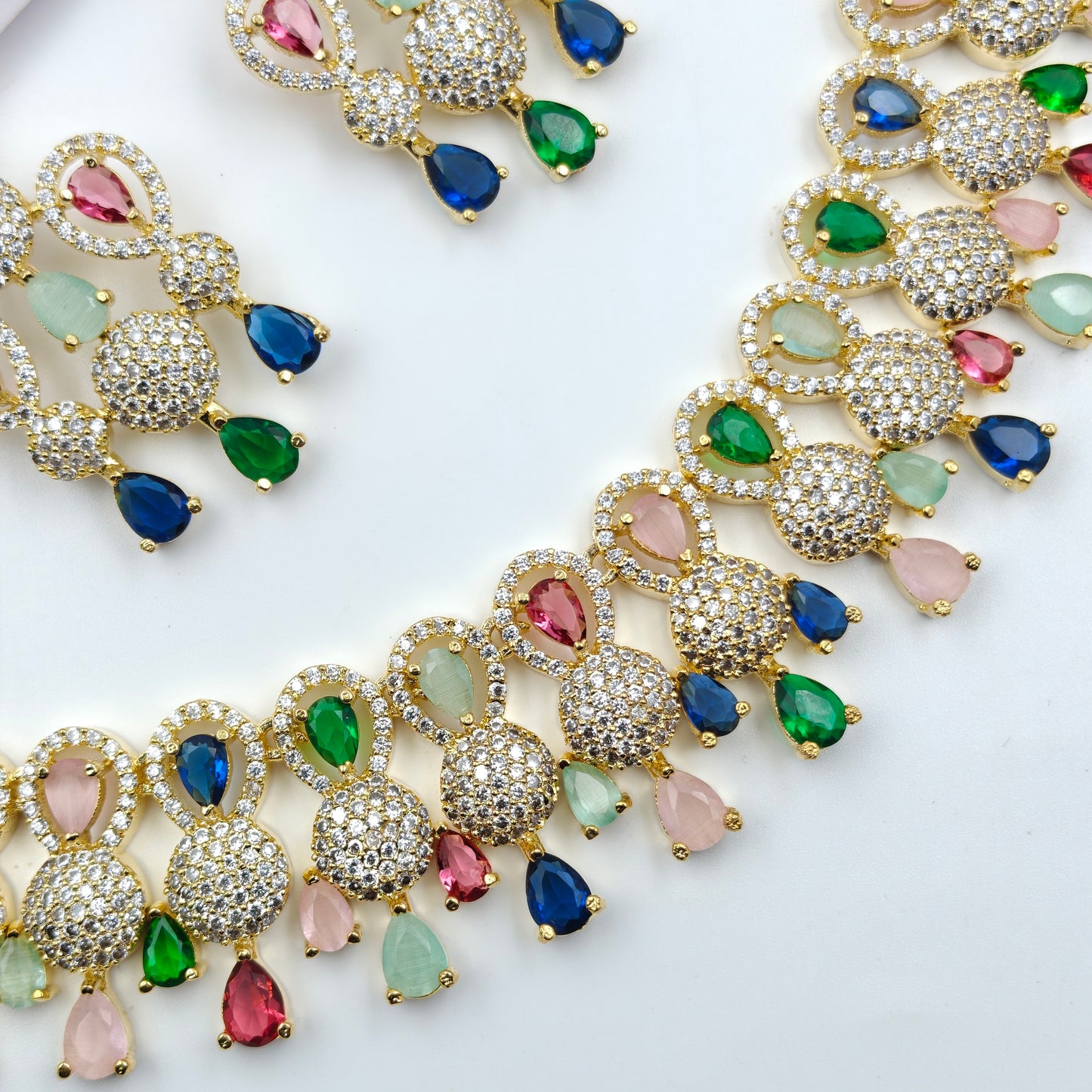 19377 Multi AD Stone Necklace