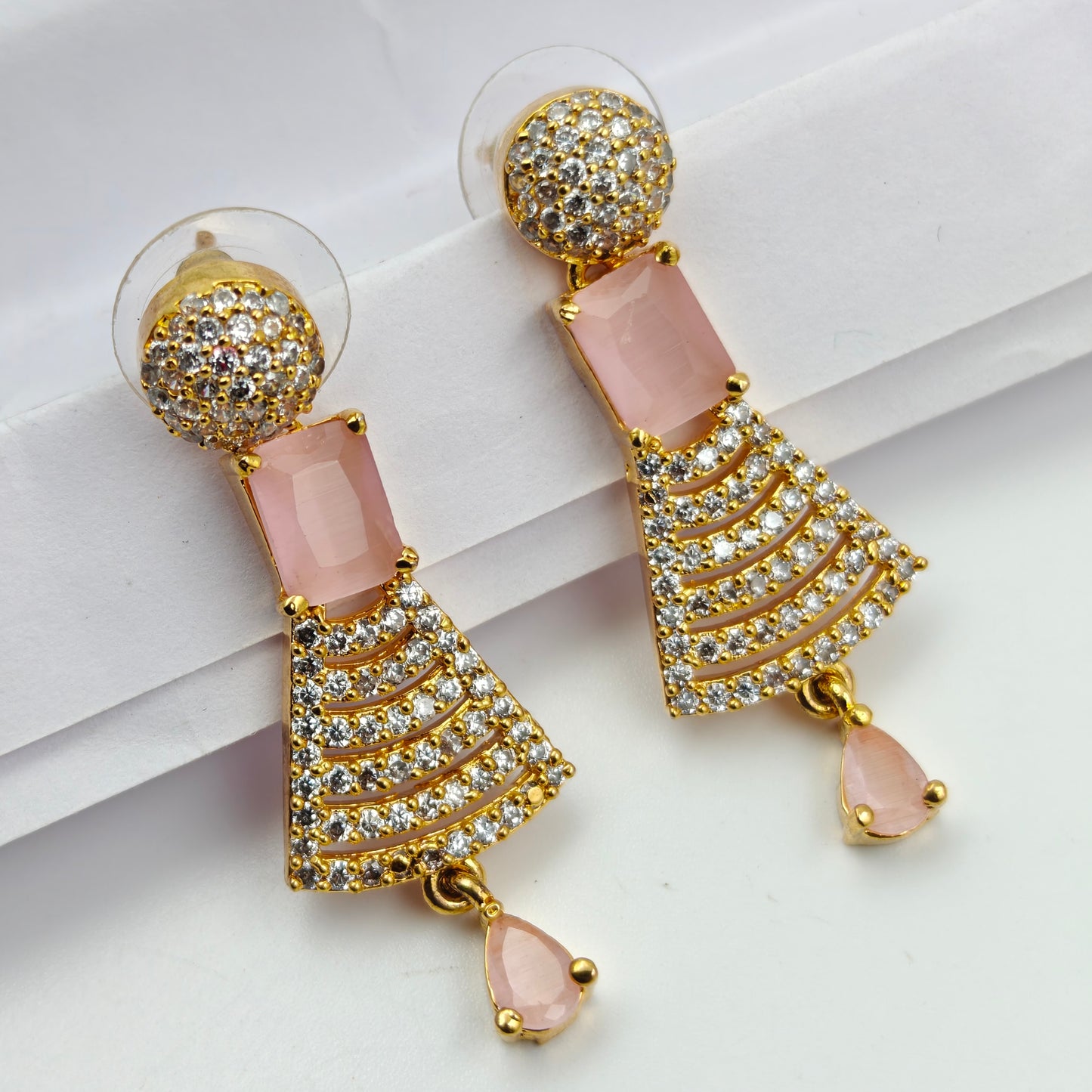 13376/13377/13373  Real diamond Look replica set with light Pink stone