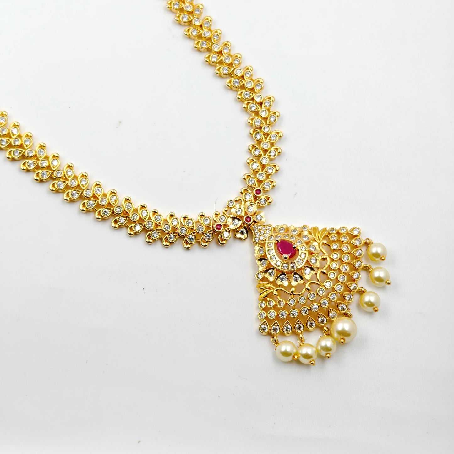 14484 CZ Long Necklace Red