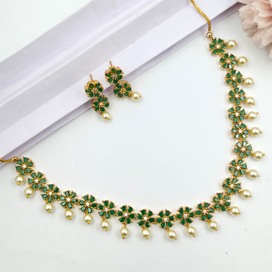 green flower necklace