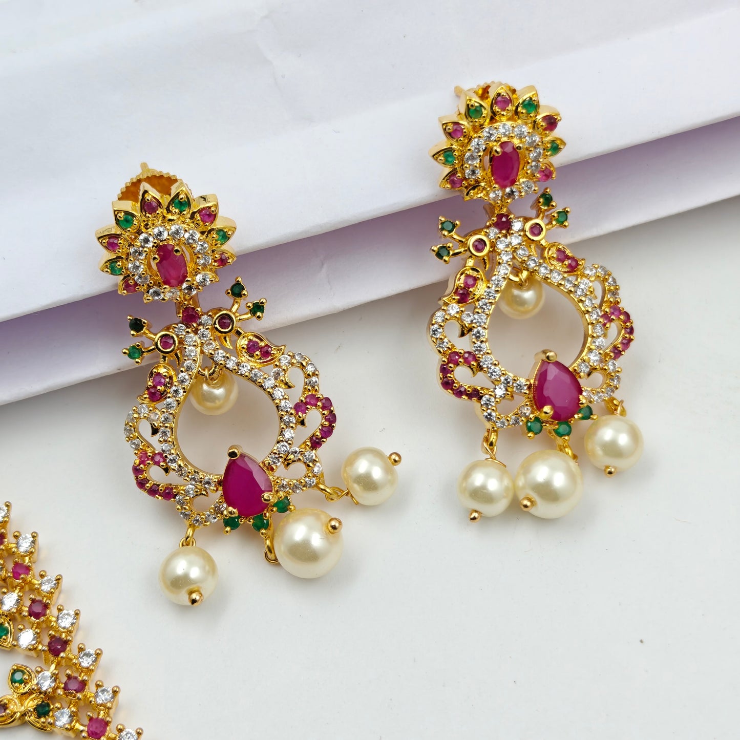 14472  CZ Multi Peacock Short Necklace