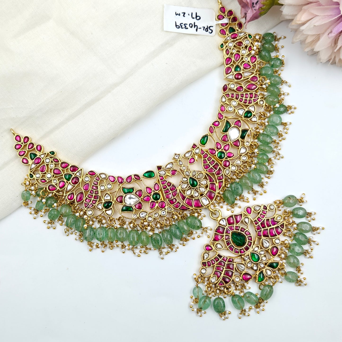 40339 Jadau Short Necklace Set With Locket