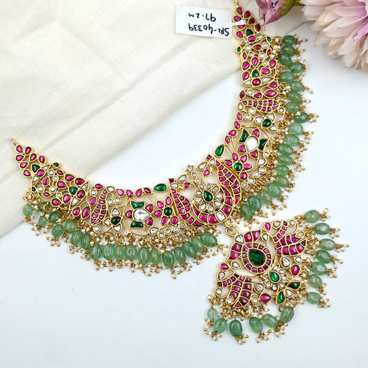 40339 Jadau Short Necklace Set With Locket