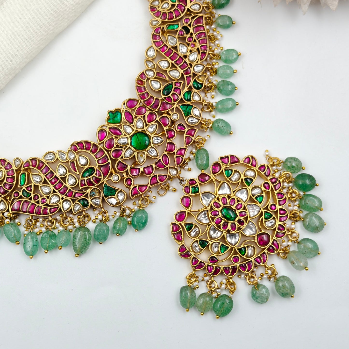 40344 Jadau Peacock Necklace Set
