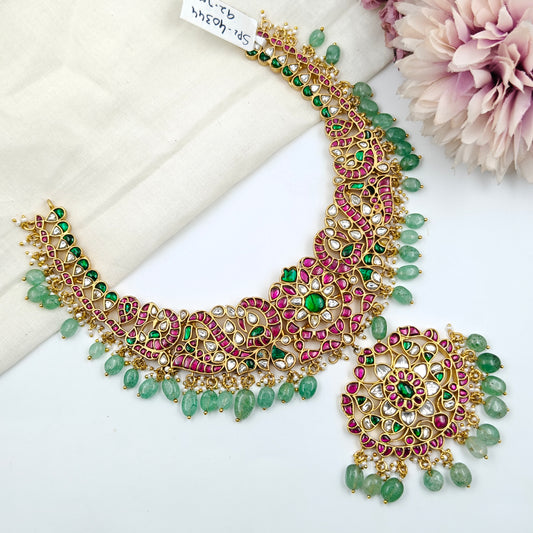 40344 Jadau Peacock Necklace Set