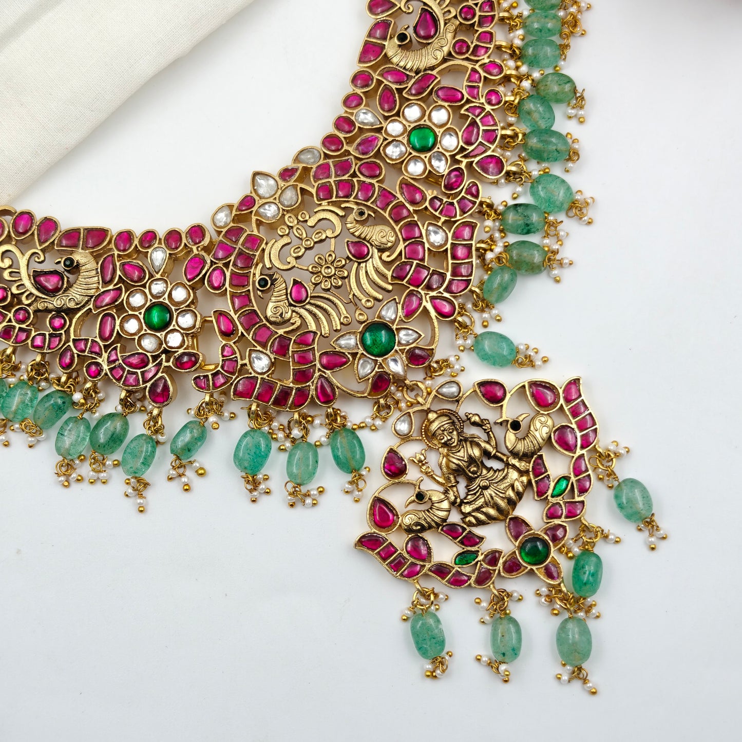 40569 Jadau Laxmi Peacock Necklace