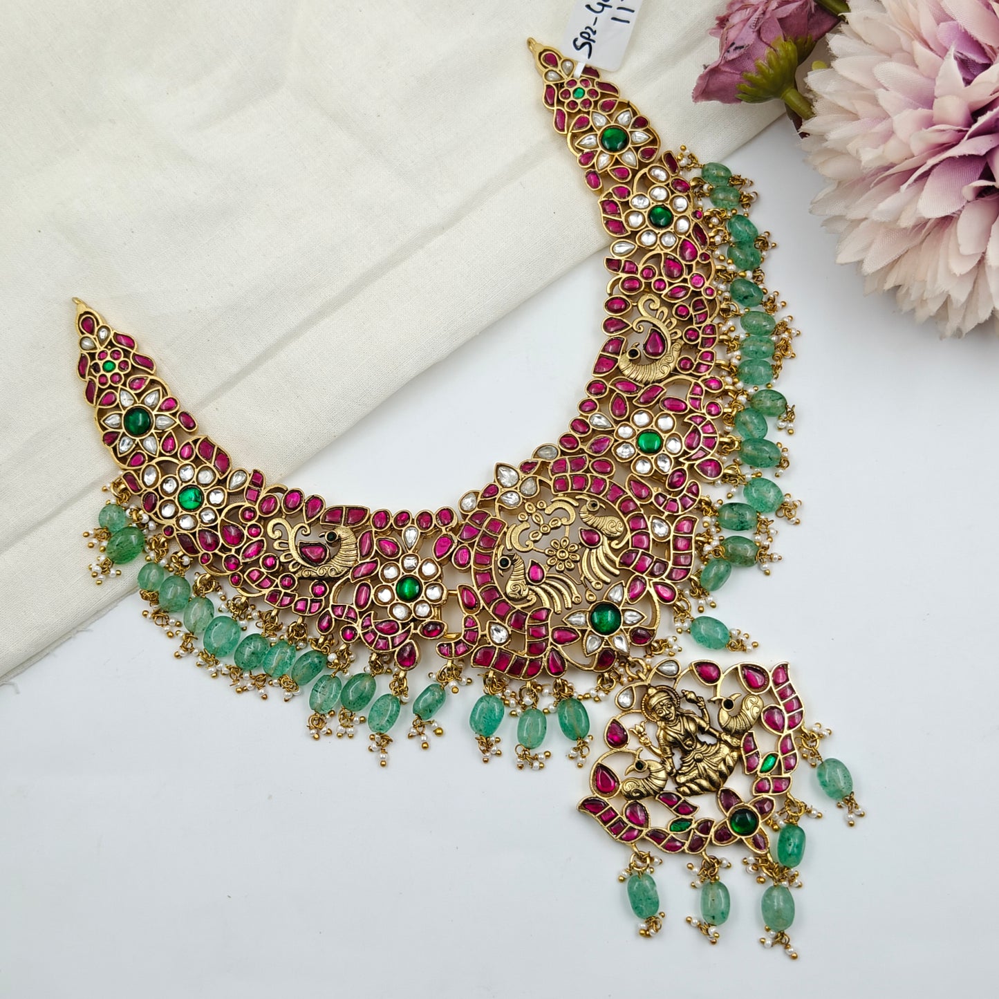 40569 Jadau Laxmi Peacock Necklace