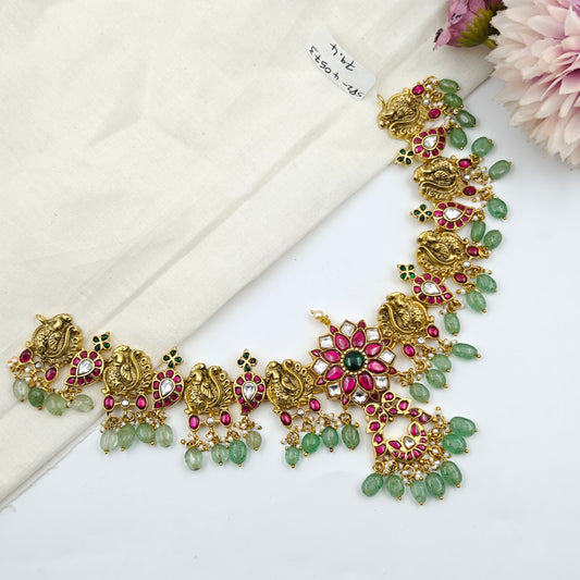 40573 Jadau Peacock Necklace Set