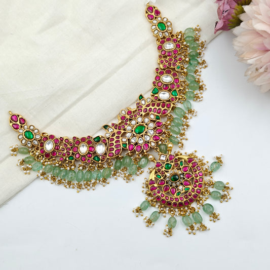 40579  Jadau Multi Flower Necklace Set