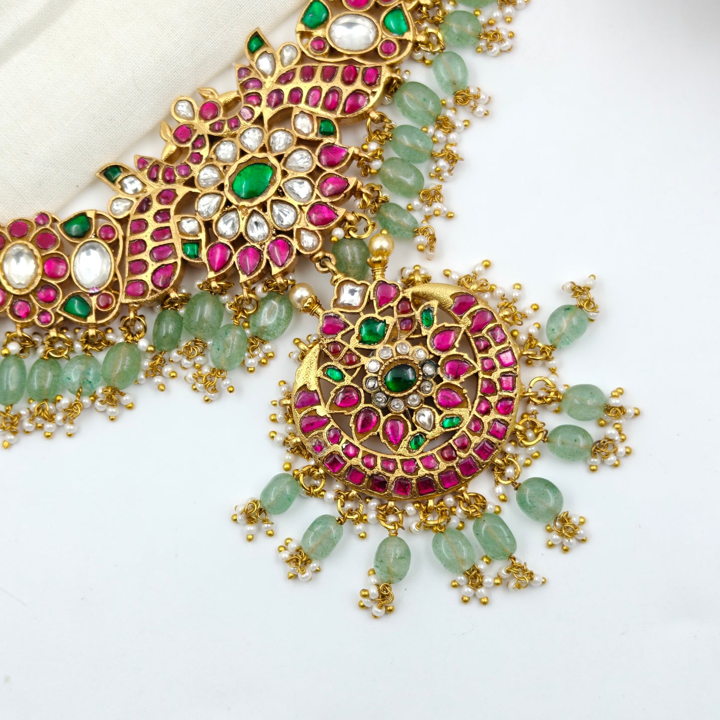 40579  Jadau Multi Flower Necklace Set