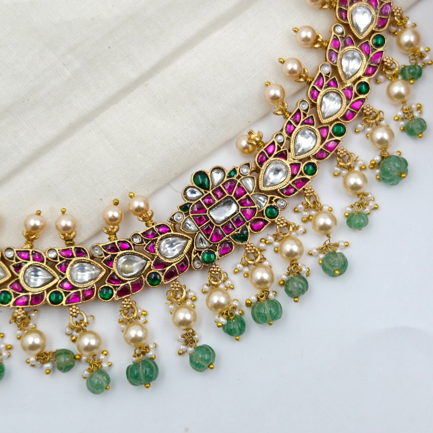 40580 Jadau Rice Pearls Choker