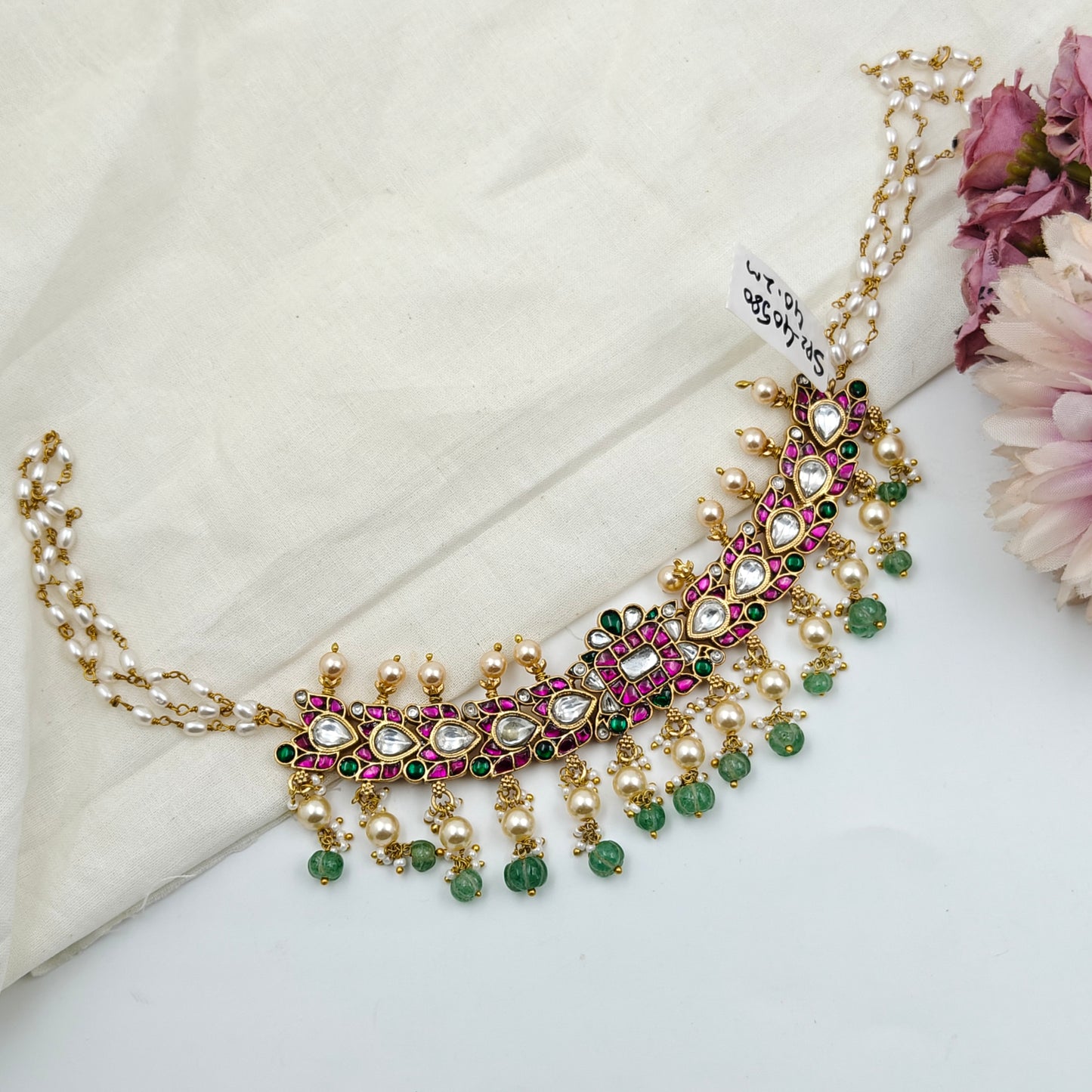 40580 Jadau Rice Pearls Choker