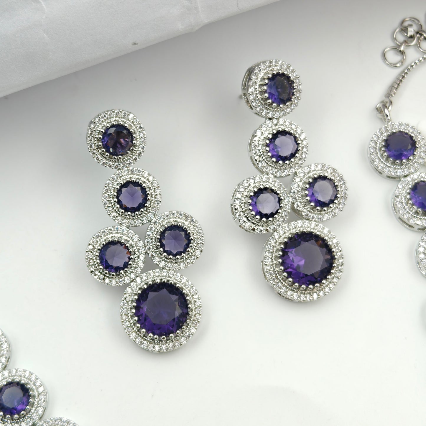 40604 Platinum Necklace Set Purple