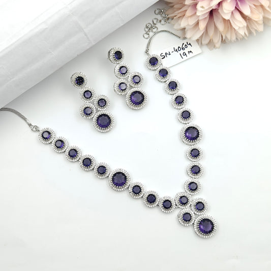 40604 Platinum Necklace Set Purple