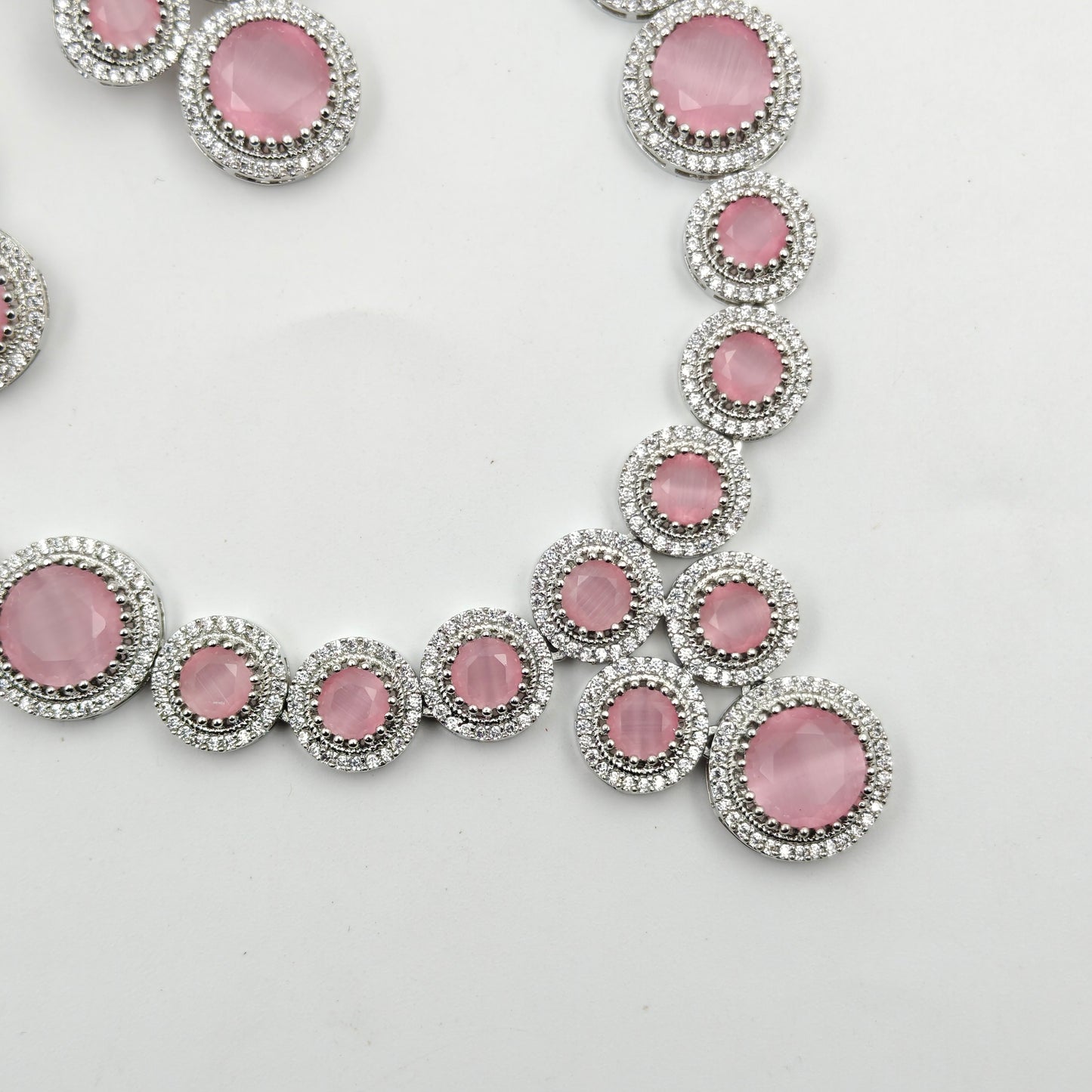 40605 Platinum Necklace Set Mint Pink
