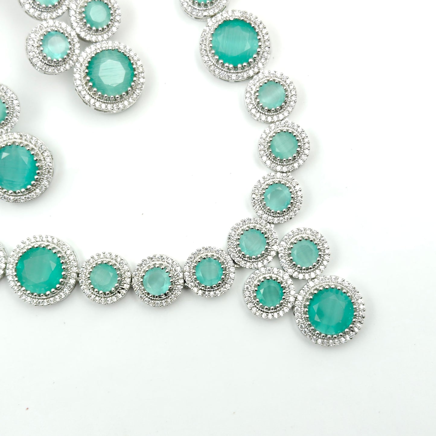 40606 Platinum Necklace Set Mint Green