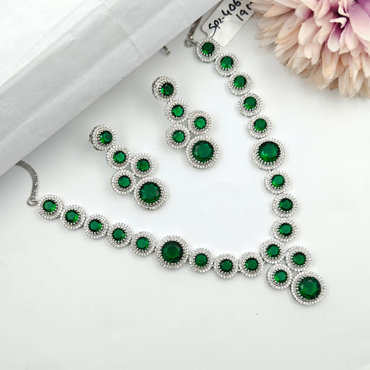 40602 Platinum Necklace Set Green