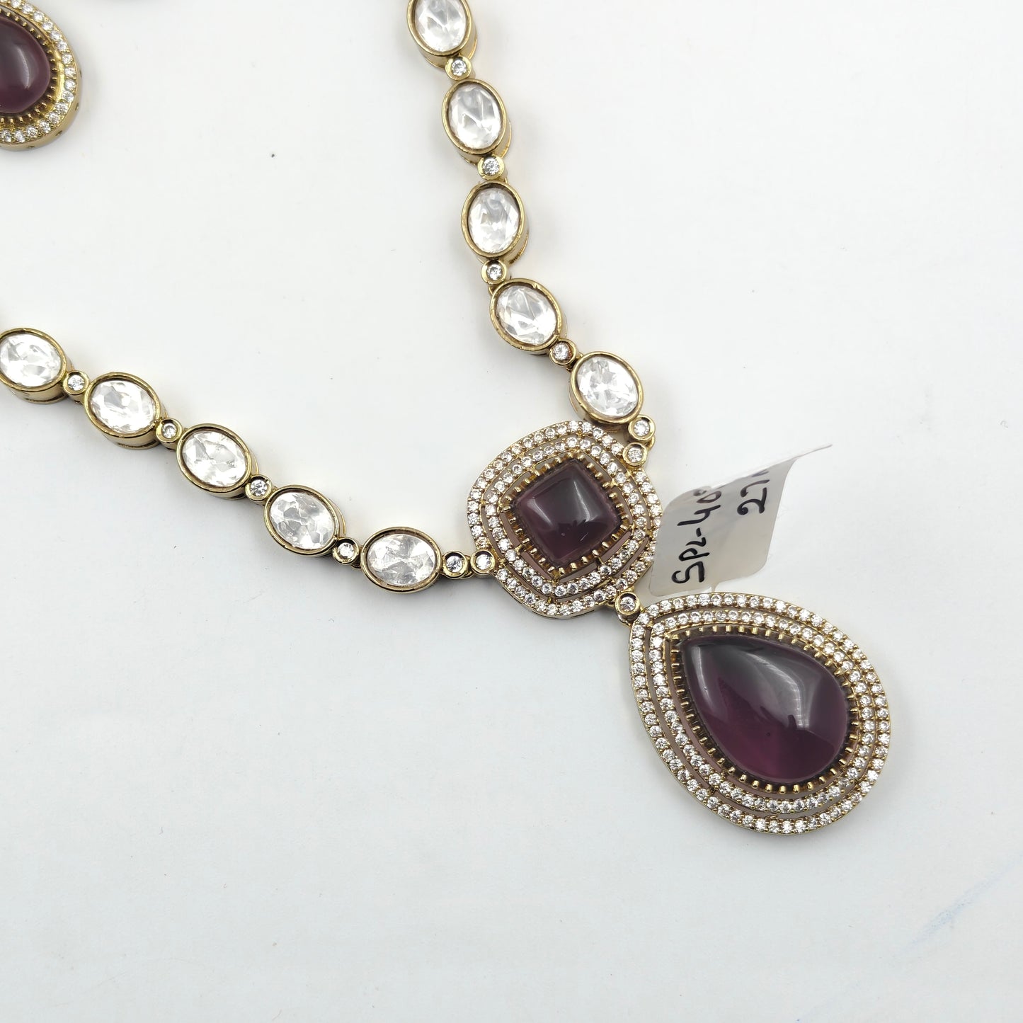 40589 Victorian Mossianite Short Necklace Purple