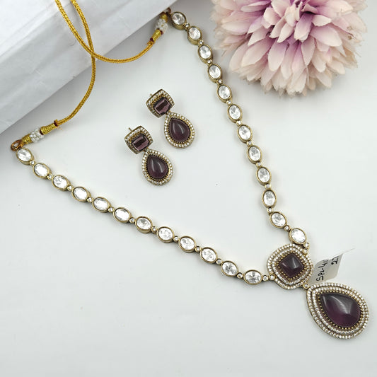 40589 Victorian Mossianite Short Necklace Purple