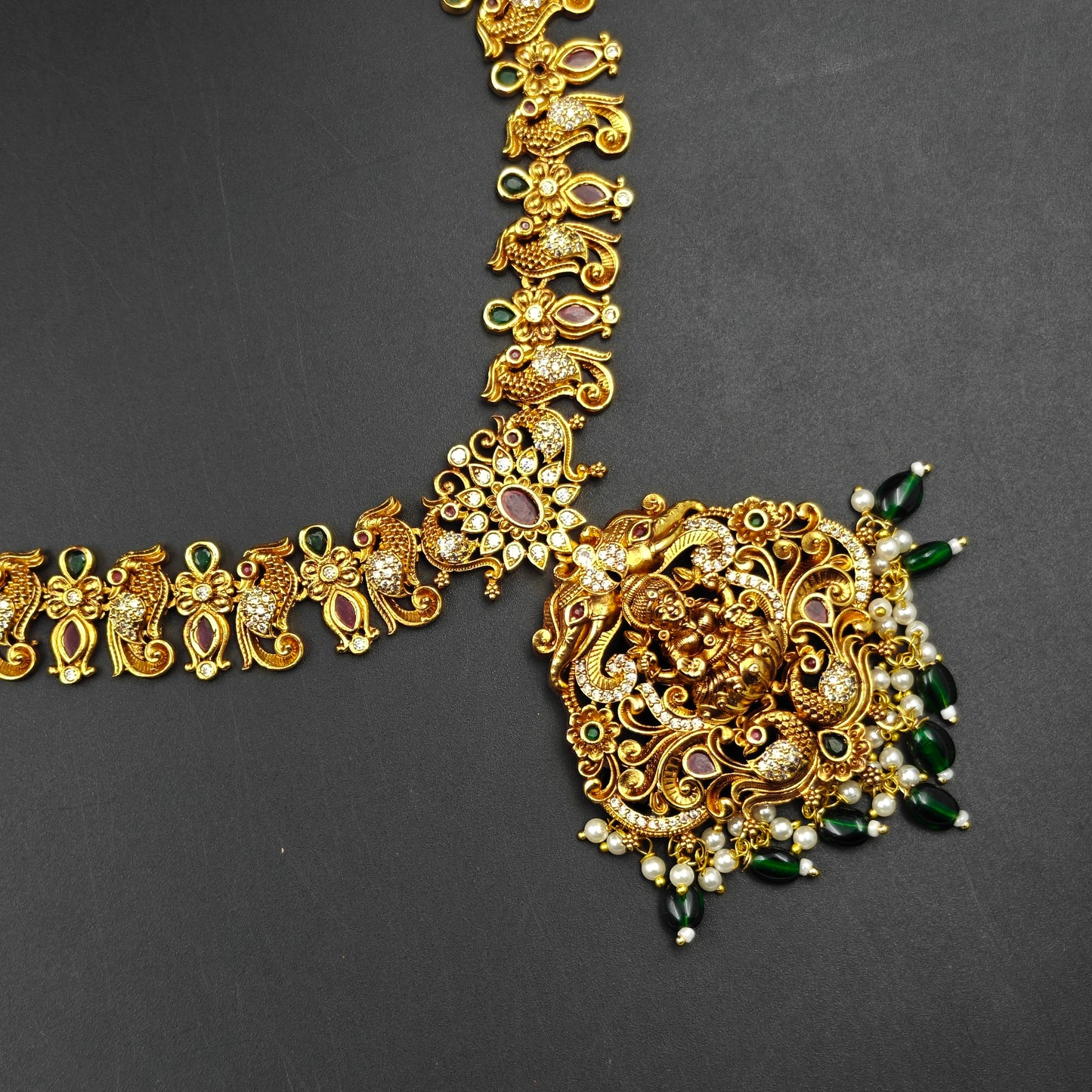 40614 Matte Laxmi Peacock Long Necklace