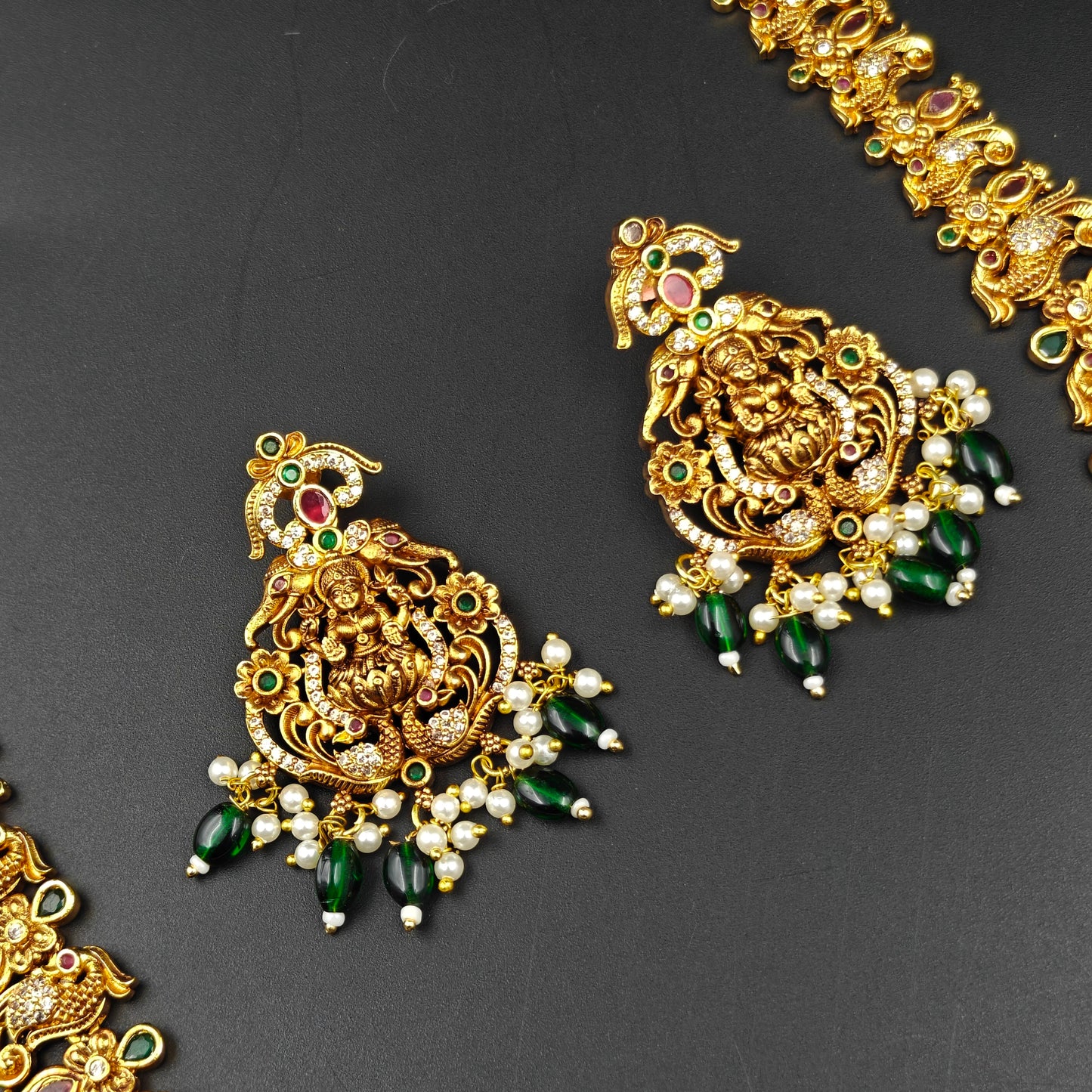40614 Matte Laxmi Peacock Long Necklace