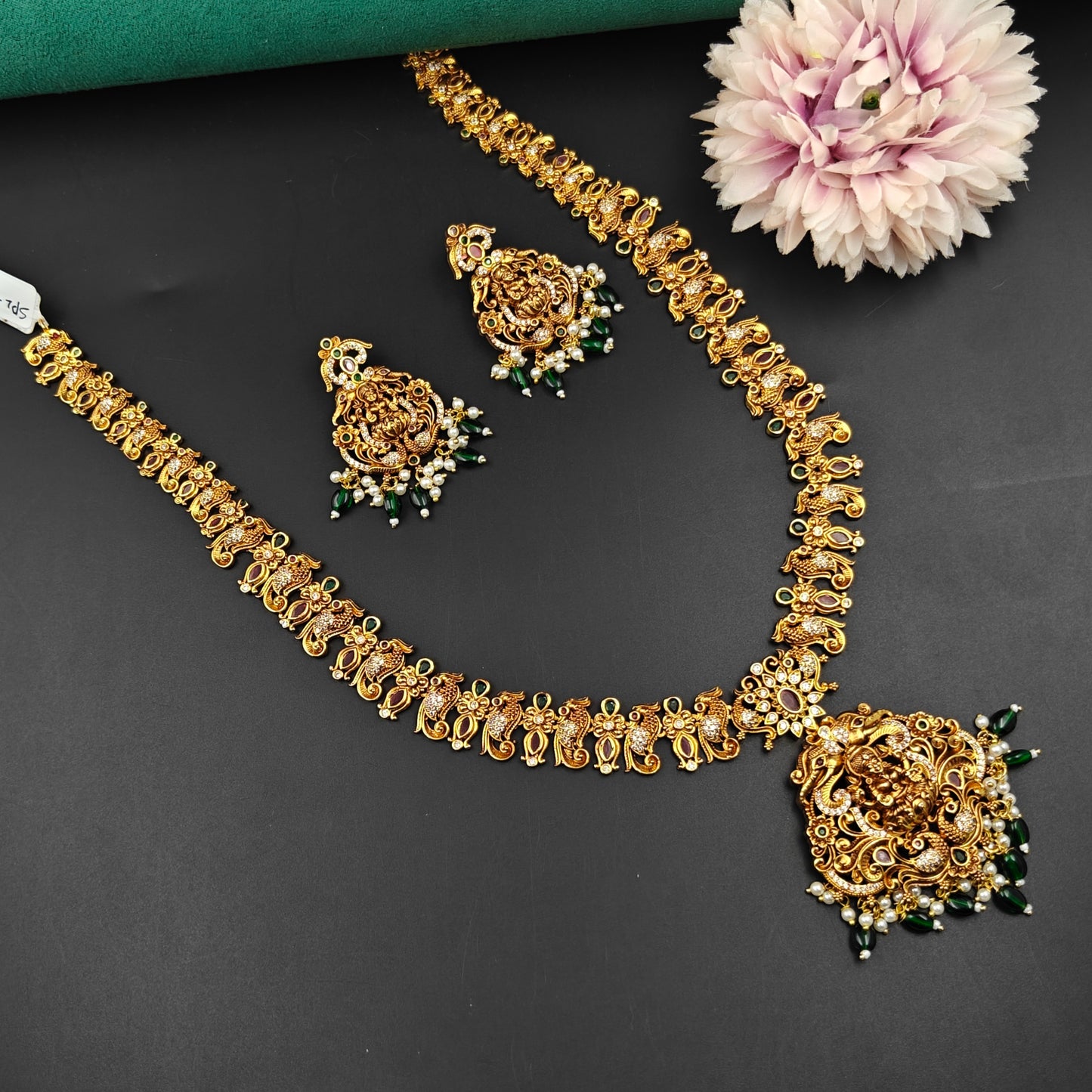 40614 Matte Laxmi Peacock Long Necklace