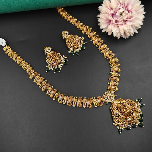 40614 Matte Laxmi Peacock Long Necklace