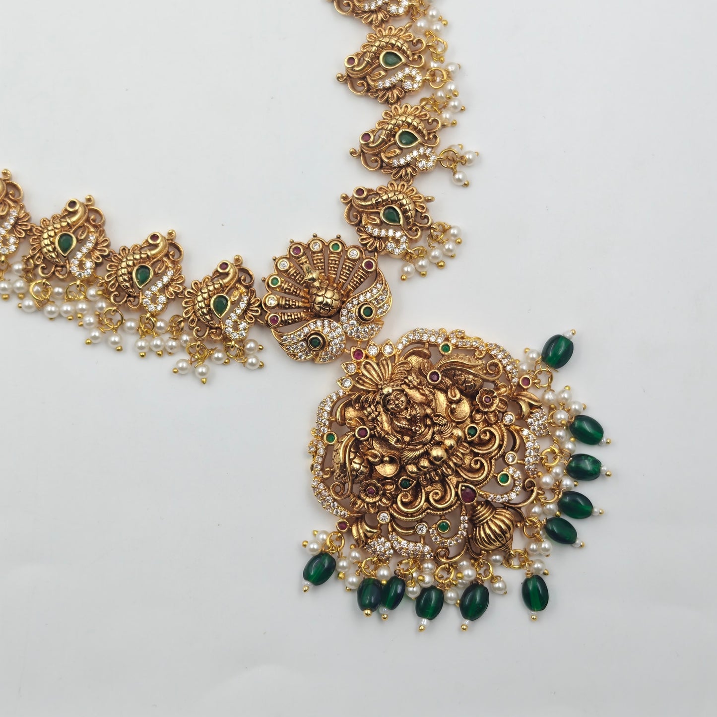 40618 Matte Peacock Long Necklace Set
