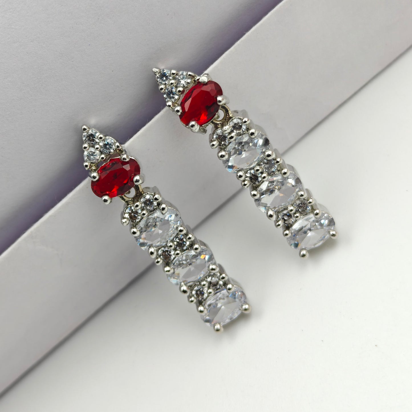 9232 platinum Necklace with red stones